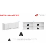 MOSCONI ALACENA 140 CM BLANCO/FRENTE WENGUE - Imagen 3