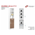 MOSCONI COLUMNA 180 CM 1 PUERTA 1 CAJON EXPRES BLANCO - Imagen 3