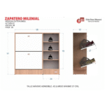 MOSCONI ZAPATERO MILENIAL 2 CAJONES 1 PUERTA BLANCO - Imagen 3